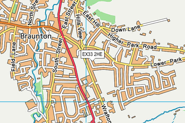 Braunton Recreation Ground map (EX33 2HE) - OS VectorMap District (Ordnance Survey)