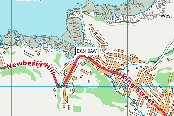 EX34 0AW map - OS VectorMap District (Ordnance Survey)