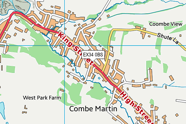 EX34 0BS map - OS VectorMap District (Ordnance Survey)