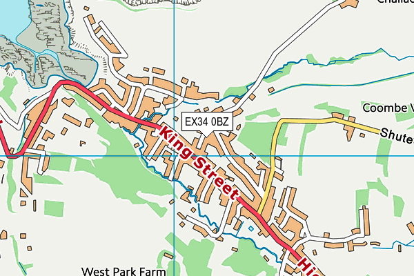EX34 0BZ map - OS VectorMap District (Ordnance Survey)
