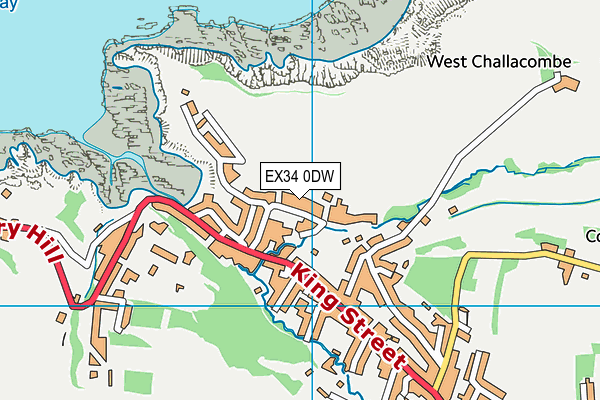 EX34 0DW map - OS VectorMap District (Ordnance Survey)