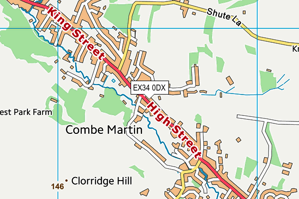 EX34 0DX map - OS VectorMap District (Ordnance Survey)