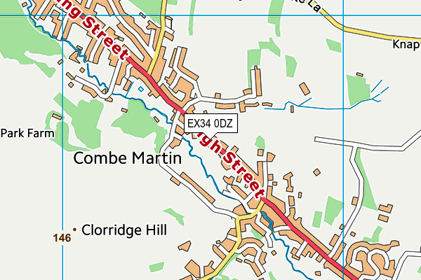 EX34 0DZ map - OS VectorMap District (Ordnance Survey)