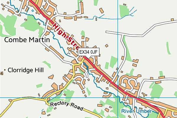 EX34 0JF map - OS VectorMap District (Ordnance Survey)