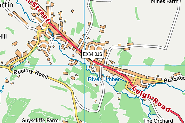 EX34 0JS map - OS VectorMap District (Ordnance Survey)