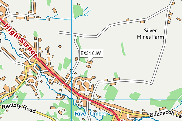 EX34 0JW map - OS VectorMap District (Ordnance Survey)