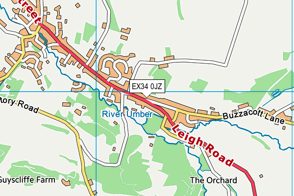 EX34 0JZ map - OS VectorMap District (Ordnance Survey)