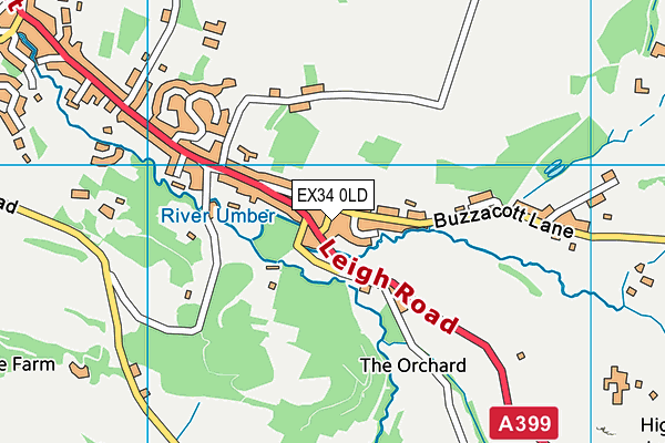 EX34 0LD map - OS VectorMap District (Ordnance Survey)