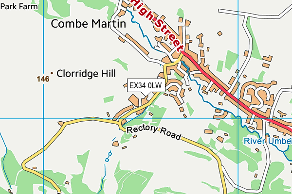 EX34 0LW map - OS VectorMap District (Ordnance Survey)