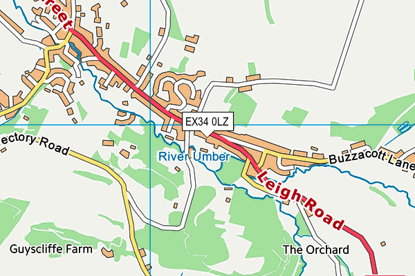 EX34 0LZ map - OS VectorMap District (Ordnance Survey)