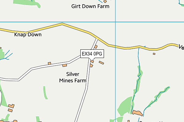 EX34 0PG map - OS VectorMap District (Ordnance Survey)