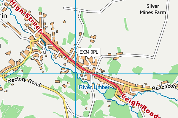 EX34 0PL map - OS VectorMap District (Ordnance Survey)