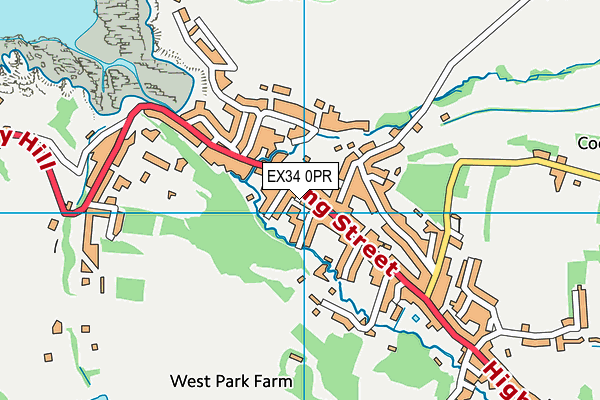 EX34 0PR map - OS VectorMap District (Ordnance Survey)