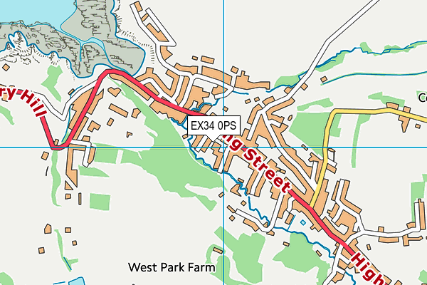 EX34 0PS map - OS VectorMap District (Ordnance Survey)