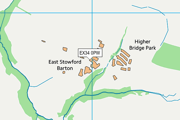 EX34 0PW map - OS VectorMap District (Ordnance Survey)