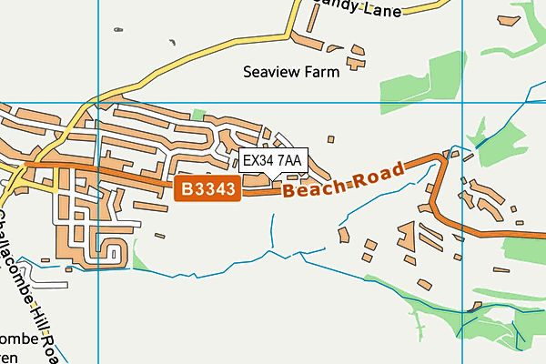 EX34 7AA map - OS VectorMap District (Ordnance Survey)