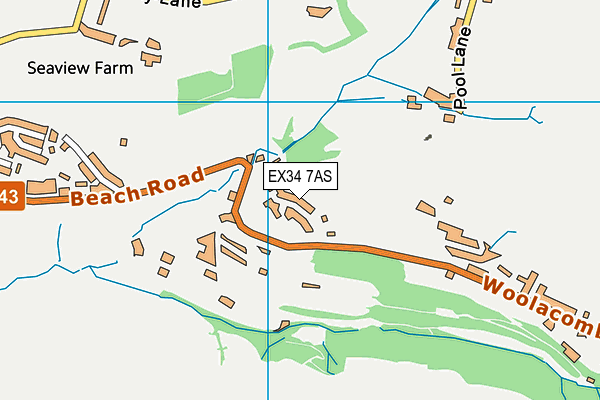 EX34 7AS map - OS VectorMap District (Ordnance Survey)