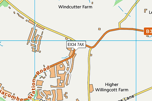 EX34 7AX map - OS VectorMap District (Ordnance Survey)