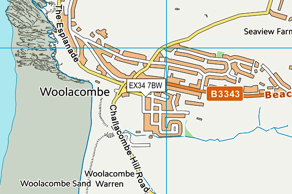 EX34 7BW map - OS VectorMap District (Ordnance Survey)