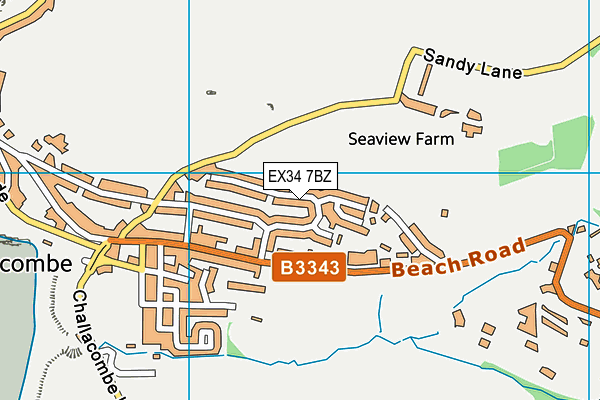 EX34 7BZ map - OS VectorMap District (Ordnance Survey)