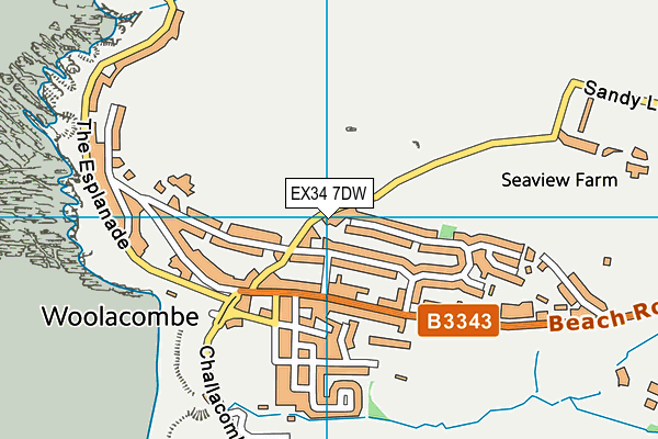 EX34 7DW map - OS VectorMap District (Ordnance Survey)