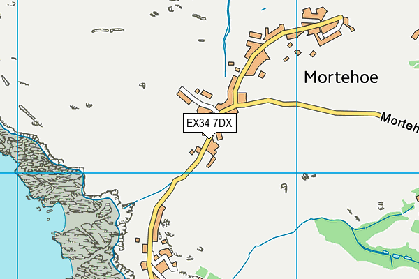 EX34 7DX map - OS VectorMap District (Ordnance Survey)