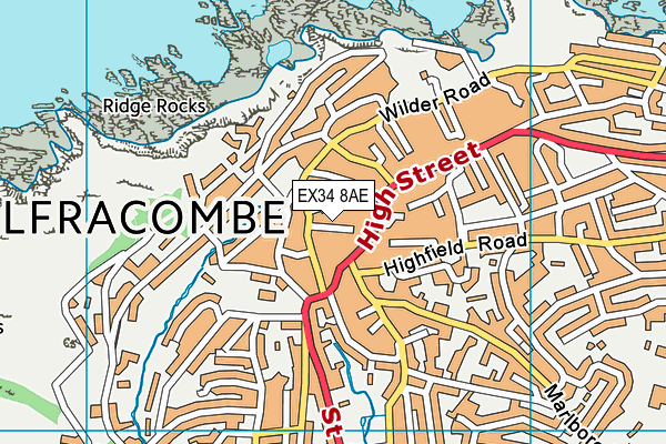 EX34 8AE map - OS VectorMap District (Ordnance Survey)