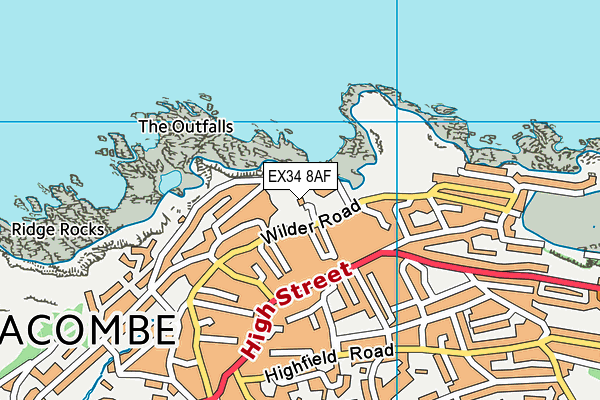 EX34 8AF map - OS VectorMap District (Ordnance Survey)