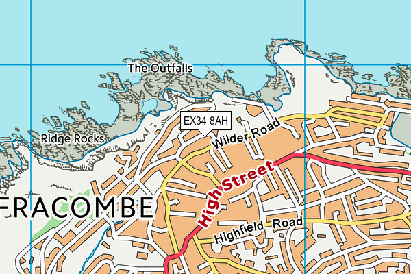 EX34 8AH map - OS VectorMap District (Ordnance Survey)