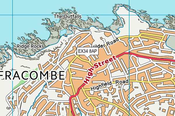 EX34 8AP map - OS VectorMap District (Ordnance Survey)