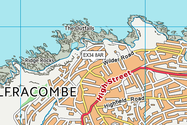 EX34 8AR map - OS VectorMap District (Ordnance Survey)