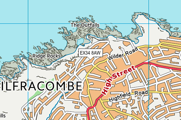 EX34 8AW map - OS VectorMap District (Ordnance Survey)