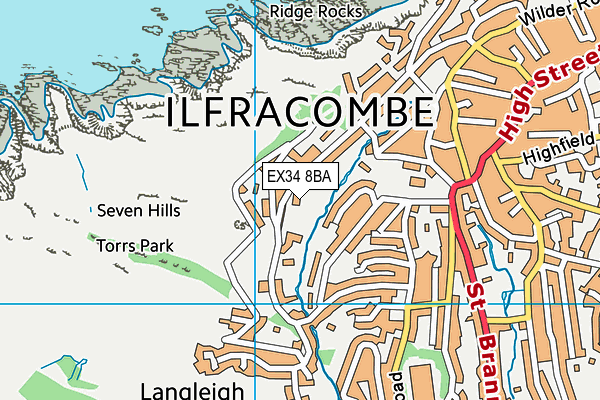 EX34 8BA map - OS VectorMap District (Ordnance Survey)