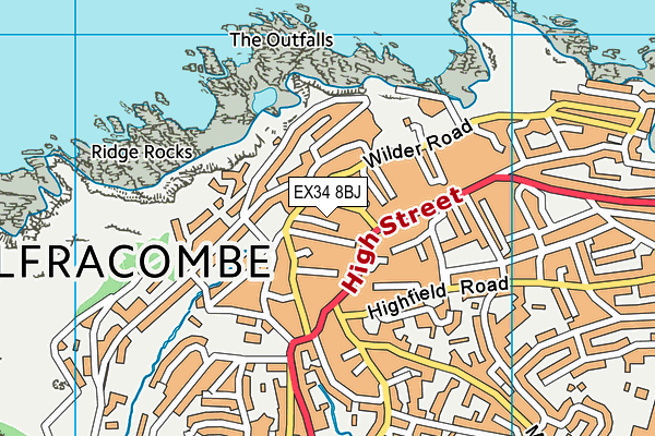 EX34 8BJ map - OS VectorMap District (Ordnance Survey)