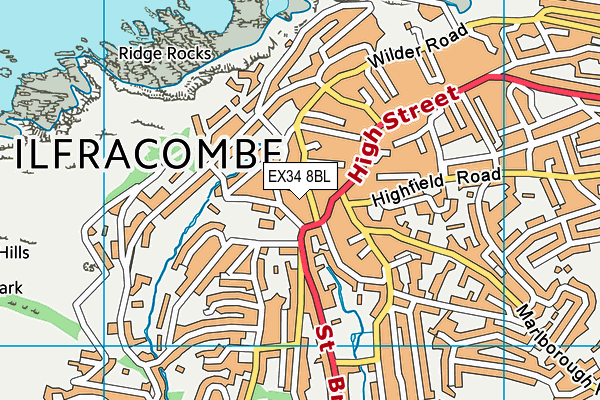 EX34 8BL map - OS VectorMap District (Ordnance Survey)