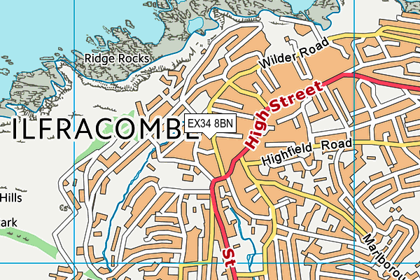 EX34 8BN map - OS VectorMap District (Ordnance Survey)