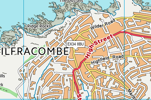 EX34 8BU map - OS VectorMap District (Ordnance Survey)