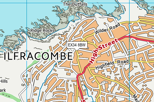 EX34 8BW map - OS VectorMap District (Ordnance Survey)