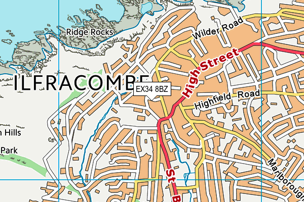 EX34 8BZ map - OS VectorMap District (Ordnance Survey)