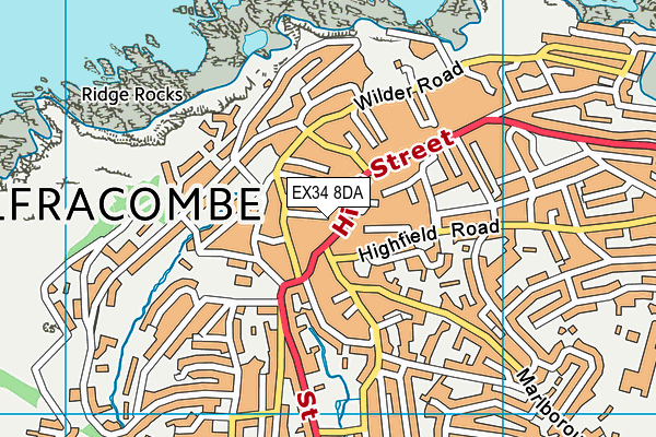 EX34 8DA map - OS VectorMap District (Ordnance Survey)