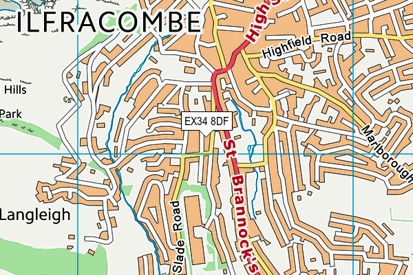 EX34 8DF map - OS VectorMap District (Ordnance Survey)