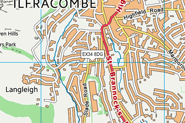 EX34 8DG map - OS VectorMap District (Ordnance Survey)