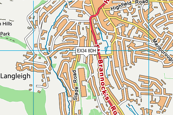 EX34 8DH map - OS VectorMap District (Ordnance Survey)