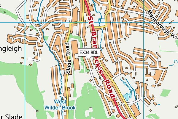 EX34 8DL map - OS VectorMap District (Ordnance Survey)