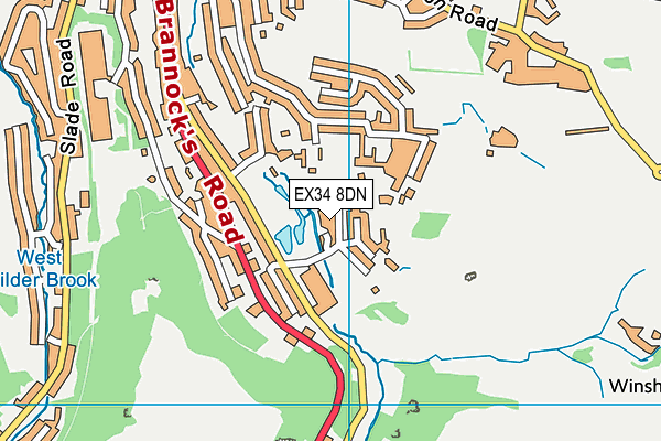 EX34 8DN map - OS VectorMap District (Ordnance Survey)