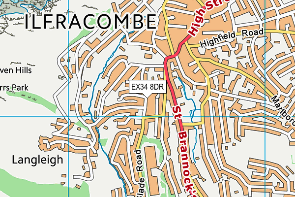 EX34 8DR map - OS VectorMap District (Ordnance Survey)