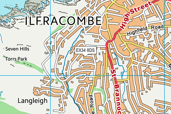 EX34 8DS map - OS VectorMap District (Ordnance Survey)