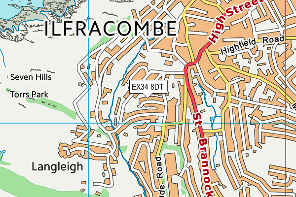 EX34 8DT map - OS VectorMap District (Ordnance Survey)