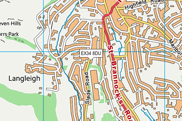 EX34 8DU map - OS VectorMap District (Ordnance Survey)