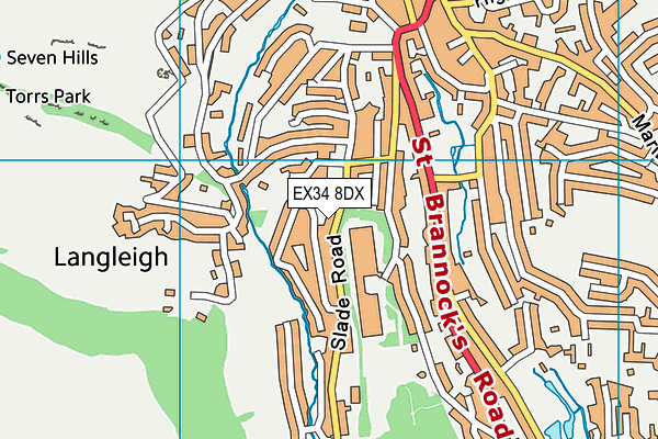 EX34 8DX map - OS VectorMap District (Ordnance Survey)